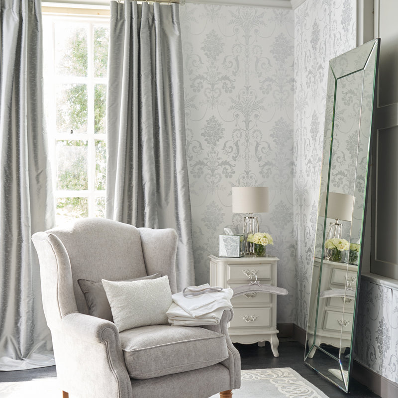 Laura Ashley Josette Wallpaper Roll, Silver