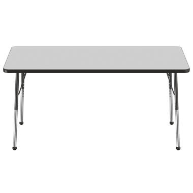 Factory Direct Partners 24in x 60in Rectangle T-Mold Adjustable Activity Table with Super Leg - Gray/Black