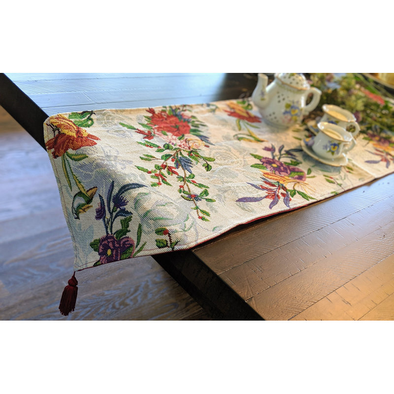 Andreasen Paradise Floral Birds Woven Table Runner, 54" L x 13" W