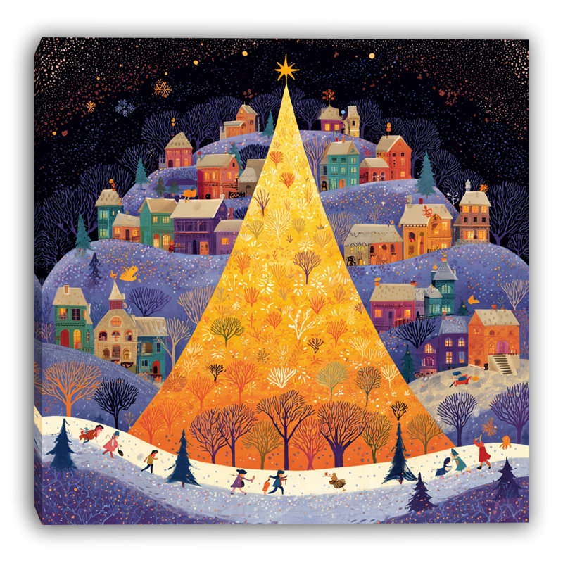 Art mural sur toile Starlit Hills Golden Tree, H 12 po x l 12 po