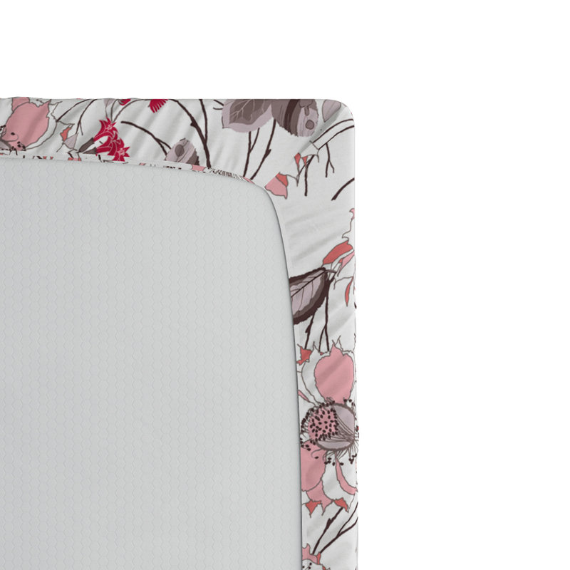 Microfiber Floral Fitted Sheet, Twin Fitted Sheet, Pink Floral