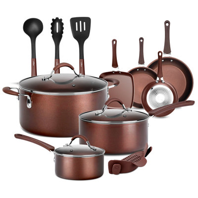 NutriChef 14 Pieces Aluminum Non Stick Cookware Set