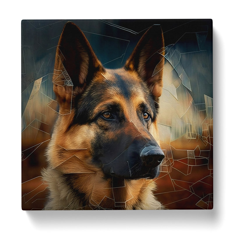 German Shepherd Precisionism - No Frame Print, 35cm H x 35cm W x 3cm D