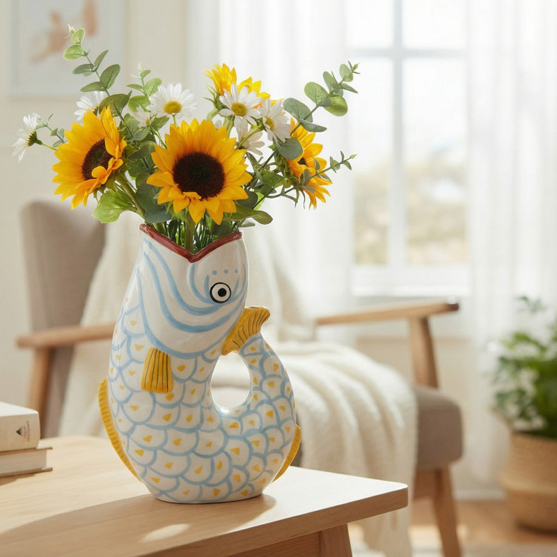 Vase à poisson en céramique à motif arqué Haight