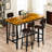 Industrial Bar Table Set with 4 PU Stools - Counter Height, Space-Saving 5-Piece Dining Set (43” L)-733517809