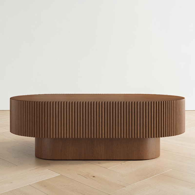 Table basse ovale, Noyer, 19.52" H x 48.43" W x 26.72" D