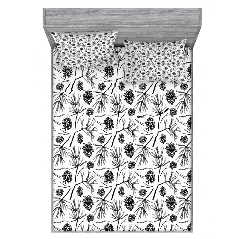 Microfiber Floral Sheet Set, Queen Sheet Set with Fitted Sheet