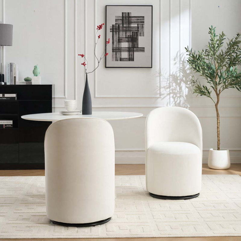 Chaise pivotante en velours 360 degrés, Crème, crème