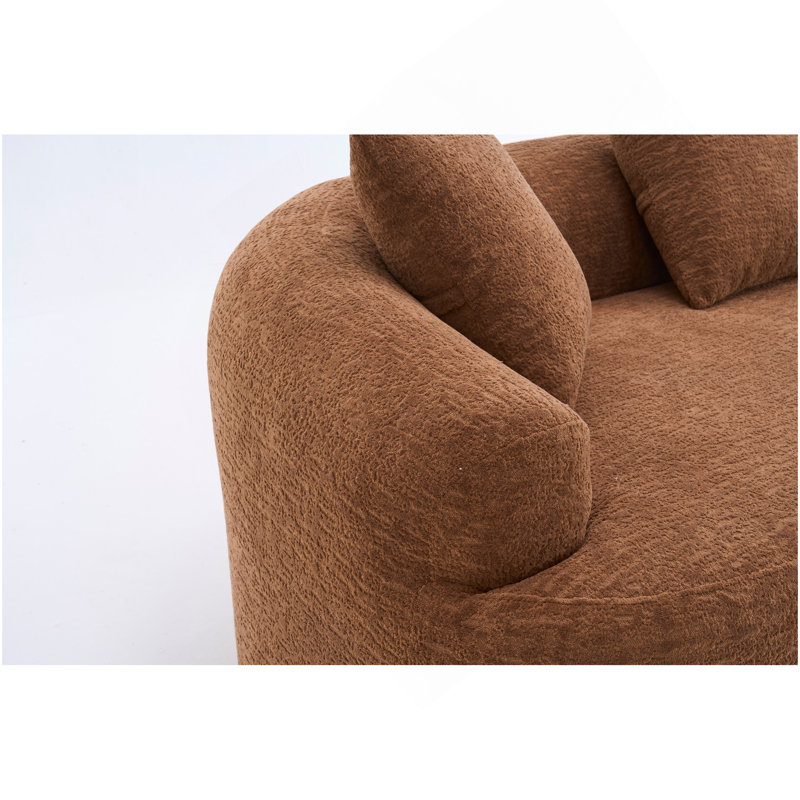 Canapé modulaire incurvé en polyuréthane caramel à compression complète, canapé modulaire en chenille 30D pour appartement et salon, L 110 po 800, 60 fermeté avec 4 coussins