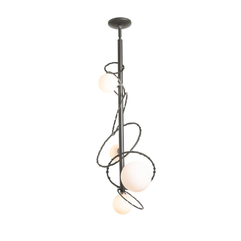 Olympus Vertical Pendant - Opal Glass, Natural Iron