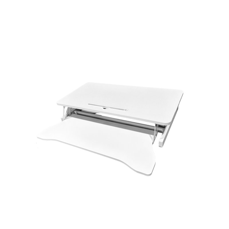 32 Inch White Desk Converter, Allowing Sit To Stand Switch, For Dual Monitor And Laptop, With Spacious Keyboard Rack Compatible White, Expansive Support