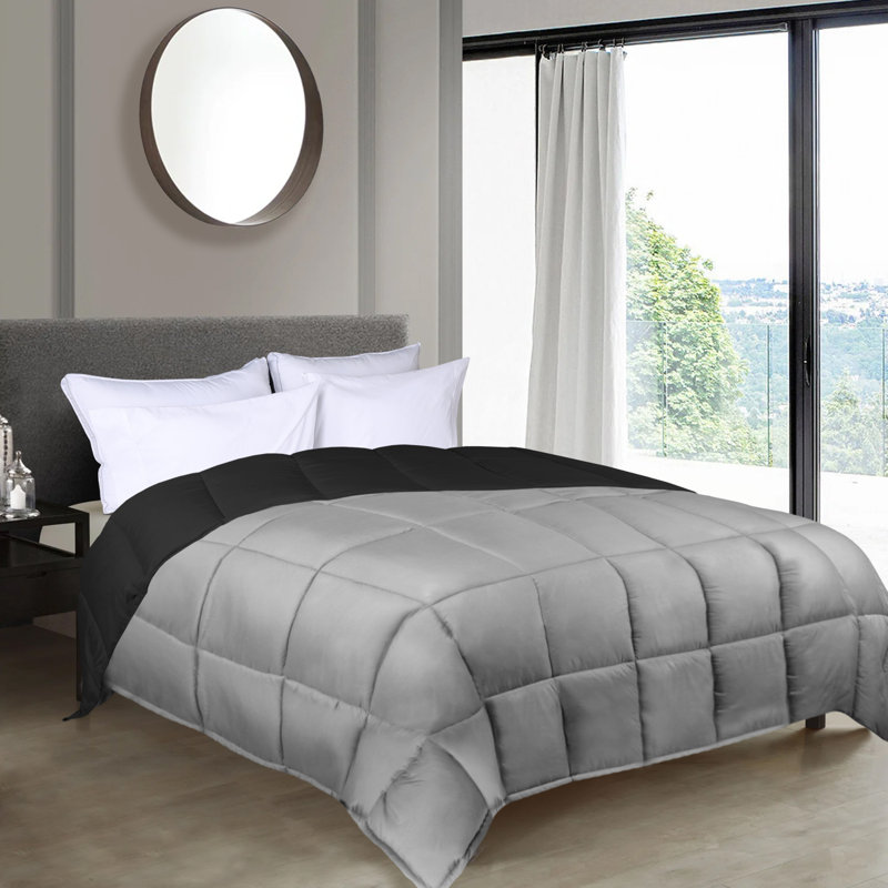 Full Black/Grey Reversible Down Alternative Microfiber Comforter