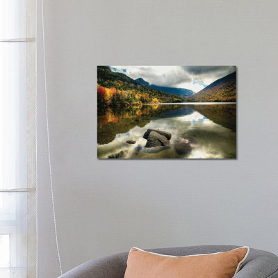 Pristine Mountain Lake During Fall Season, Echo Lake, Franconia, New Hampshire by George Oze - Wrapped Canvas Print