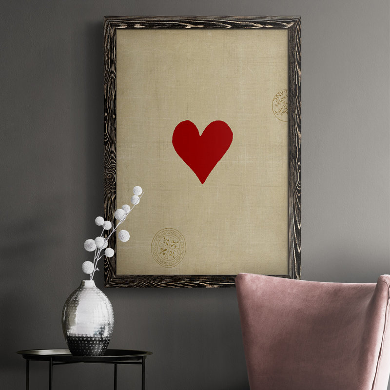 Petit cœur encadré sur toile, H 37,5 po x l 27,5 po x P 1 po, Noir