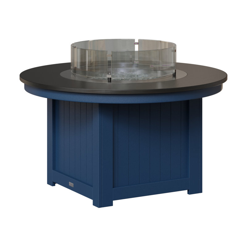 Foyer de table rond Berlin Gardens Donoma, Plateau martelé noir avec base bleu marine, H 25 po x l 44 po x P 44 po