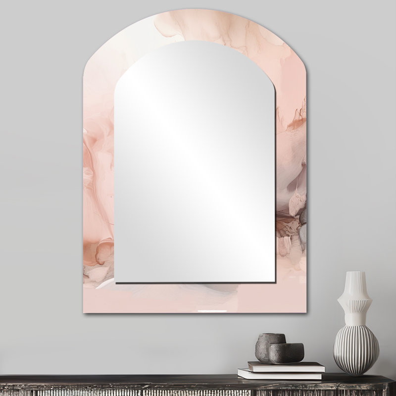 Miroir mural rose délicat abstrait en marbre I, 34 po x 25 po