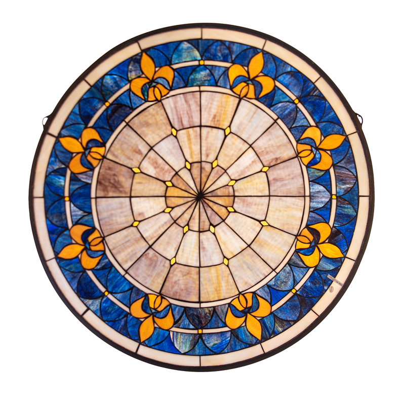 Victorian Fleur-De-Lis Medallion Stained Glass Window