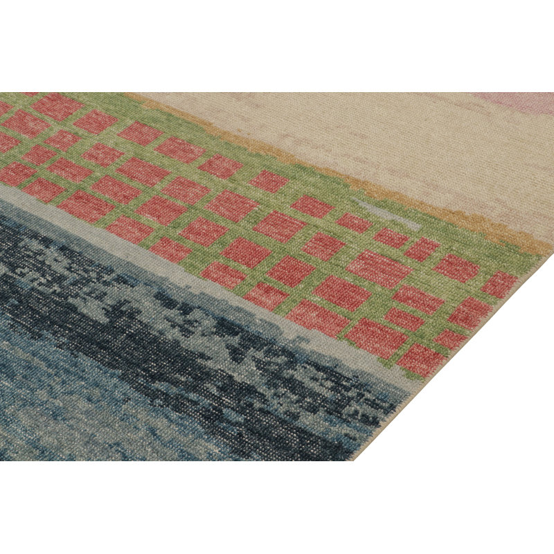Distressed Homage Hand Knotted Wool Abstract Area Rug, Rectangle 12' x 18'