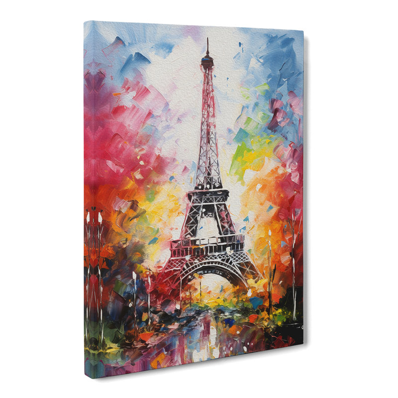 Eiffel Tower Gestural No.3 - Wrapped Canvas Print, 60cm H x 40cm W x 3cm D