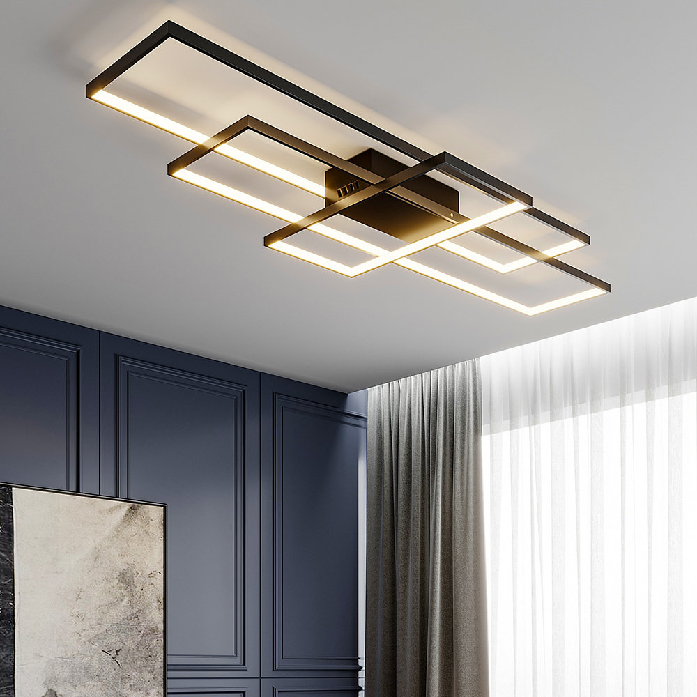 Raffa 3-Light Neutral Style Rectangular LED Semi Flush Mount Ceiling Light