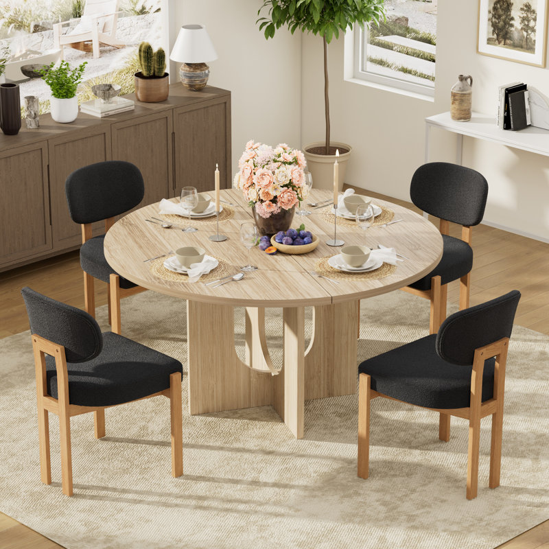Ensemble de salle à manger Farmhouse, Une table et quatre chaises, Noir, Brun