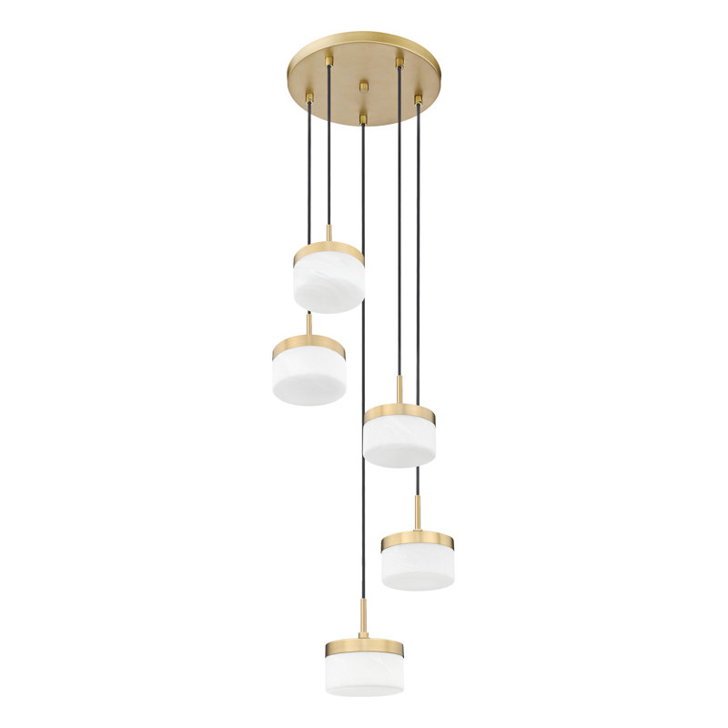 Lustre moderne 5 lumières en métal doré, Or moderne