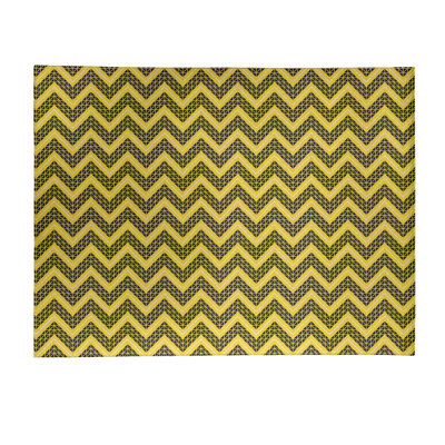Tapis jaune/noir à chevrons à main inversé