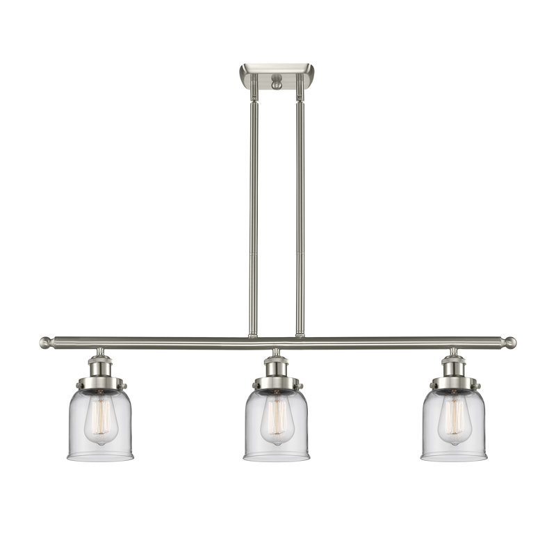 Ballston Urban - Cloche - 3 lumières 36 po pour îlot suspendu - 5 po de diamètre, Clair, DEL, Nickel satiné brossé