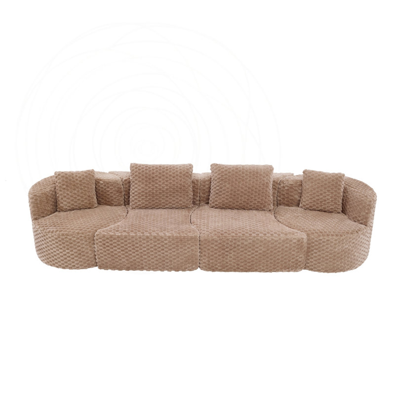 Oversized Modular Sectional Sofa with Compression Packaging, Camel Polyester, Camel