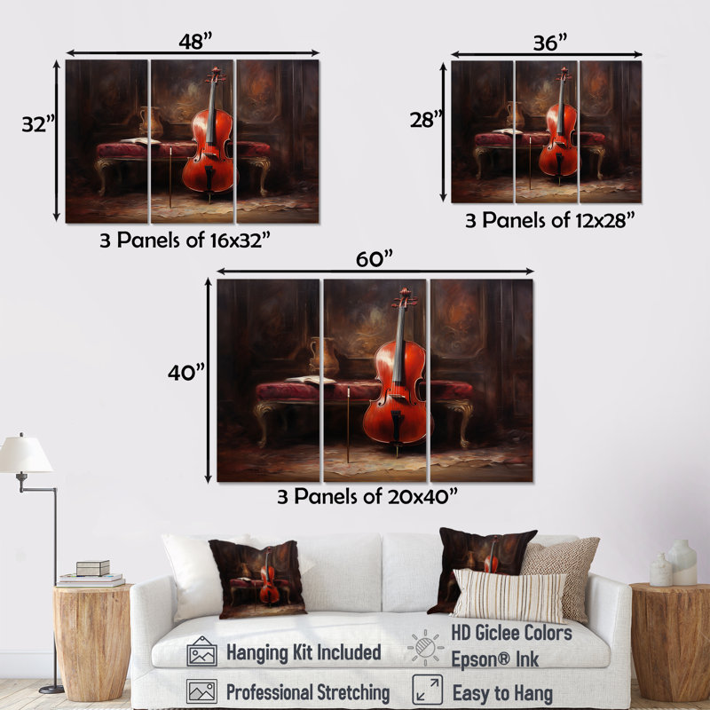 «Cello Charisma Deep Burgundy VI», ensemble d'art sur toile, H 28 po x l 36 po
