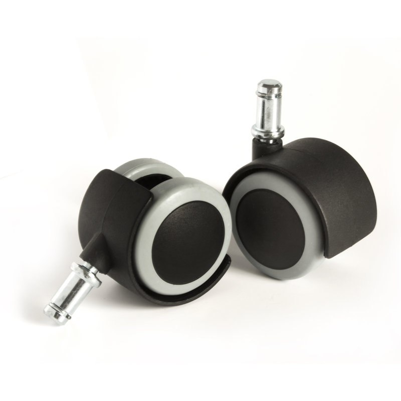 Black and Gray Rubber Office Chair Caster Wheels Set of 5