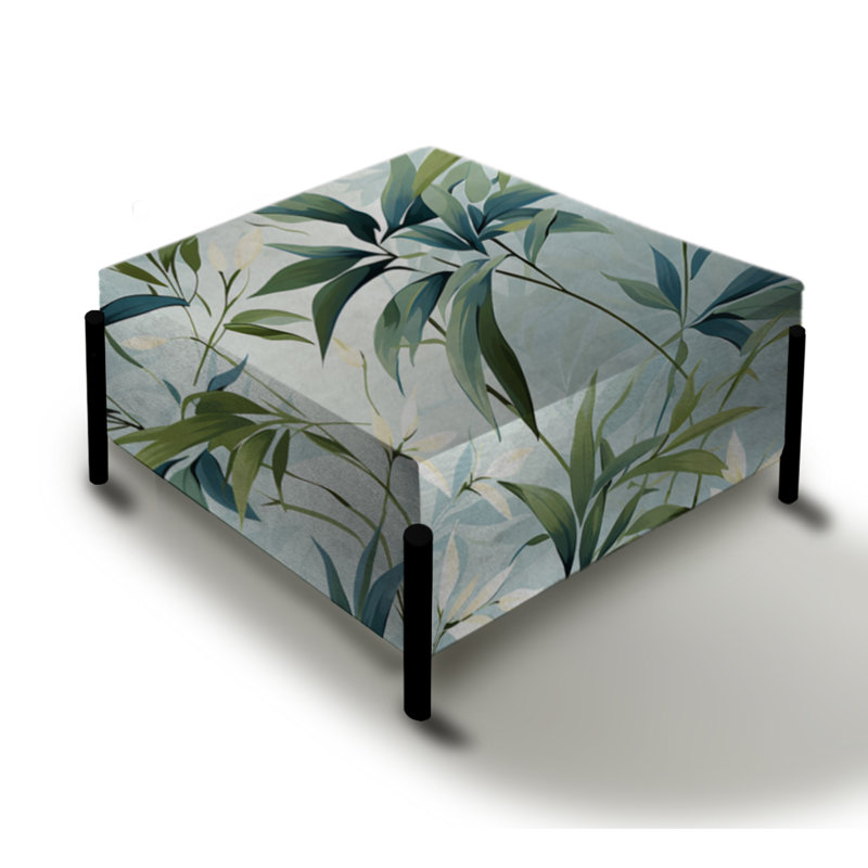 Bambou tranquillité motif tropical - grand repose-pieds carré tropical