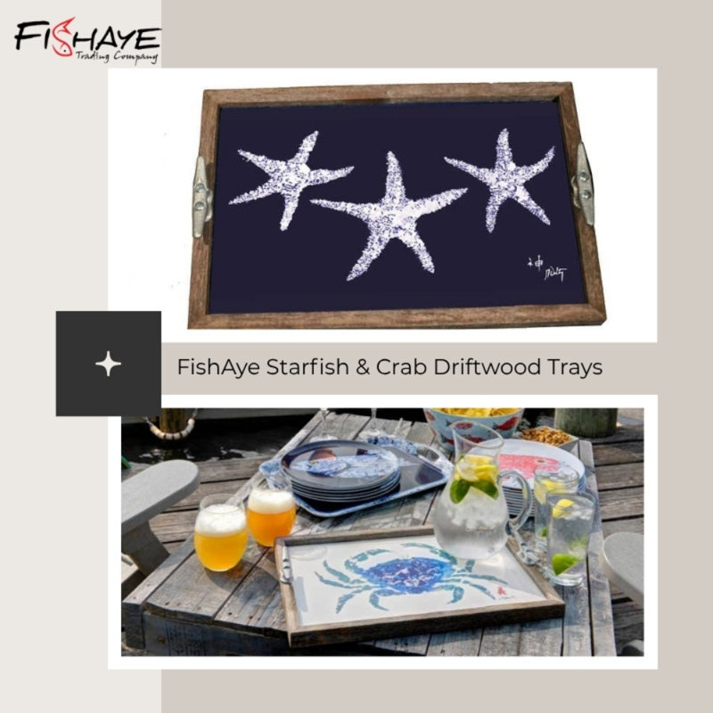 Crab Driftwood Tray – 11x17 Coastal Rustic Food Serving Tray