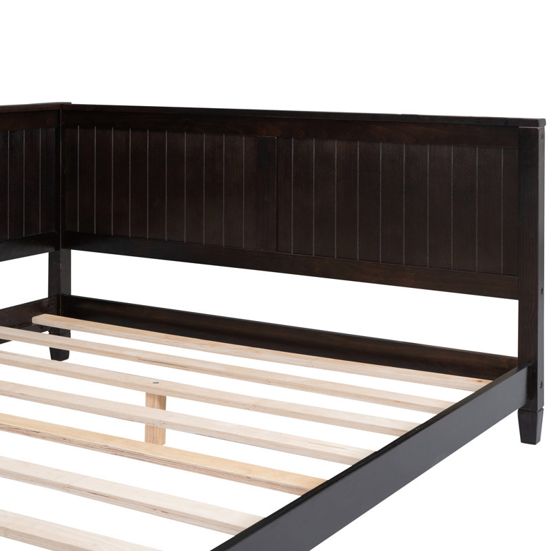 Lit de jour double / en taille moyenne, design classique moderne Mid-Century, bois, accoudoirs et lit, taille, avec, Espresso