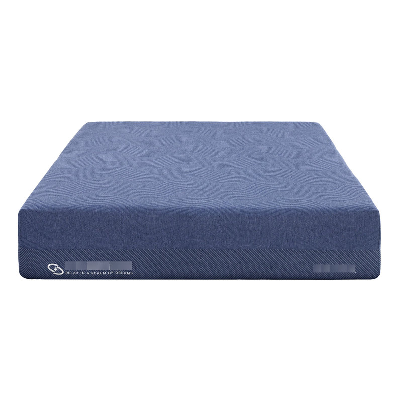 Courtepointe en mousse 12 po avec matelas à mémoire de forme D2.5, roulée et bleu-gris