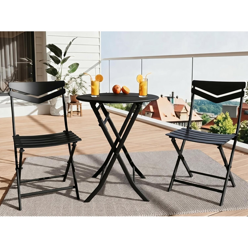 Ensemble bistro 3 pièces, table de patio intérieur et chaises, ensemble de jardin compact jaune, Noir
