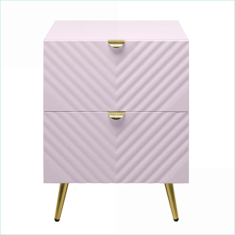 Table de chevet moderne rose à 2 tiroirs pour chambre