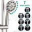Douche avec perceuse - Barre coulissante en acier inoxydable et double tête à 7 réglages, nickel brossé, bec en métal à 7 soupapes