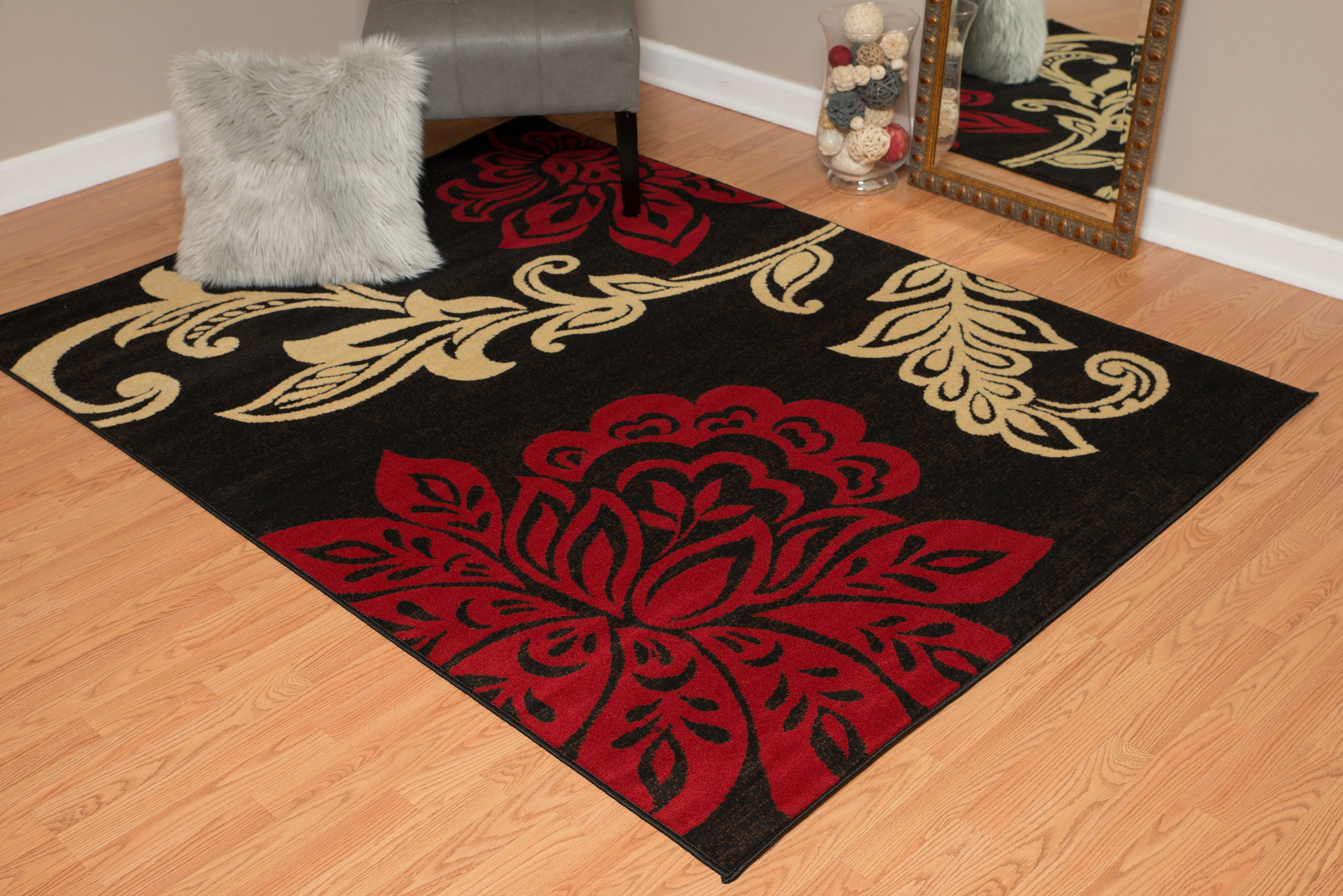 Fleur De Lis Living Plattsmouth Floral Red/Beige Area Rug & Reviews ...