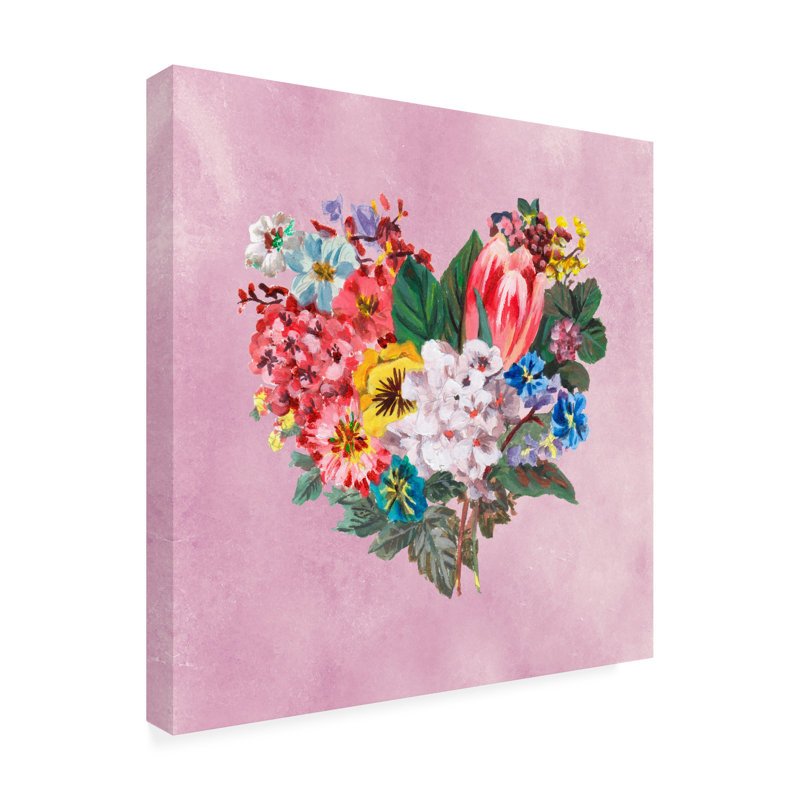 Art mural sur toile tendue - Melissa Wang «Heart in Bloom I», art mural pour salon, chambre à coucher ou bureau - 35 x 35
