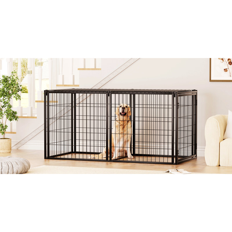 Cage pour chien chenil pour petits chiens de taille moyenne, parc pour chiots avec dessus, cage pour animaux, intérieur, noir.