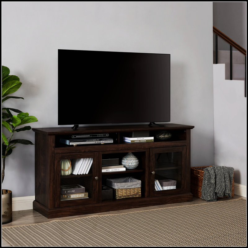 Meuble télé contemporain pour meuble télé pour téléviseur de 65 ans ou moins avec rangement ouvert et fermé, 60 W * 15,75 P * 29 H