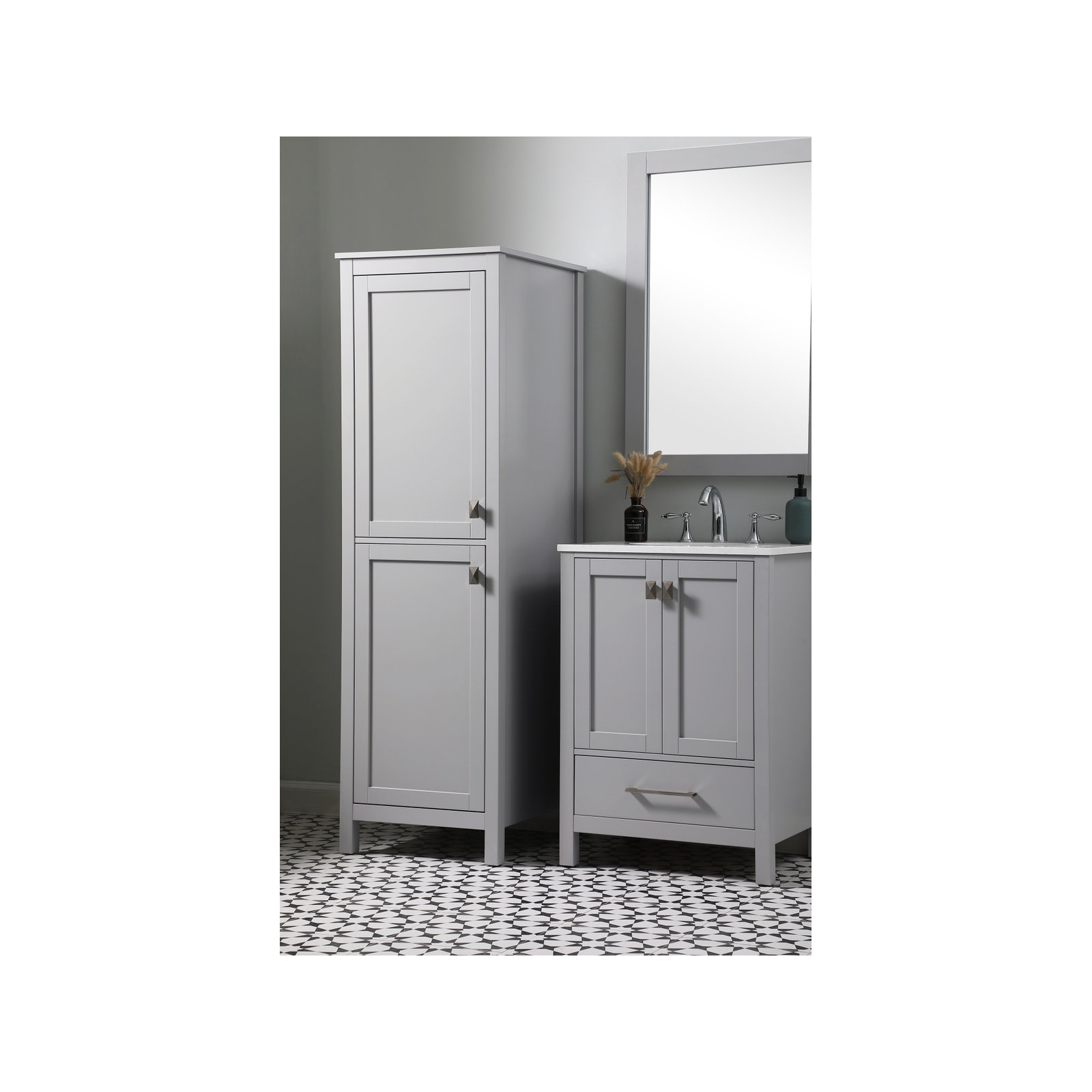 Destinymarie Linen Cabinet, Gray/Brushed Nickel, 65"H x 20"W x 22"D