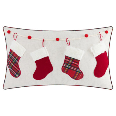 Decorative Christmas Applique Throw Pillow Cover 12x20 Inch