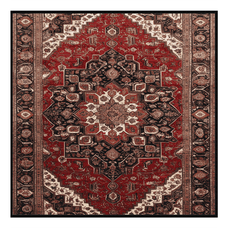 Machine Washable Persian Brown Area Rug, Square 5'
