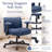 26" Wide Teddy Velvet Criss Cross Office Chair with Wheels, Cross-Legged Desk Chair with Flip-Up Height Adjustable Arms, Lumbar Support, Swivel Vanity Chair for Home Office, Bedroom, Study, 350 lbs-1909675318