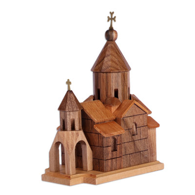 Gracie Oaks Handmade Khor Virap Monastery Wood Sculpture