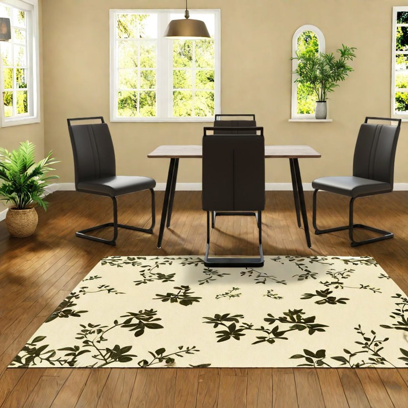 Ensembles de table de salle à manger modernes et compacts avec chaises en bois et en polyuréthane robustes pour la maison