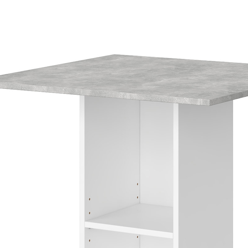 Visser Square Dining Table, White/Concrete
