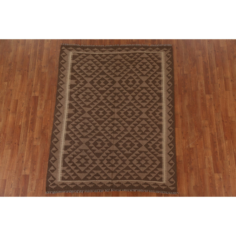 Brown Kilim Area Rug 5x6